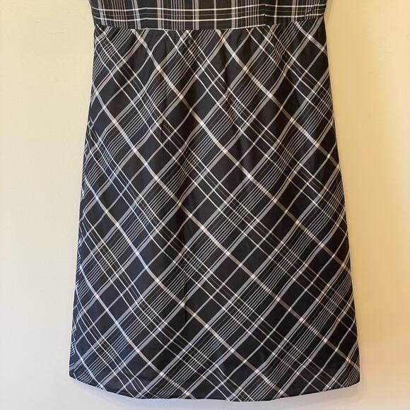 Fossil S plaid a-line mini dress party cocktail academia 100% SIlK corpcore gray - Picture 7 of 7